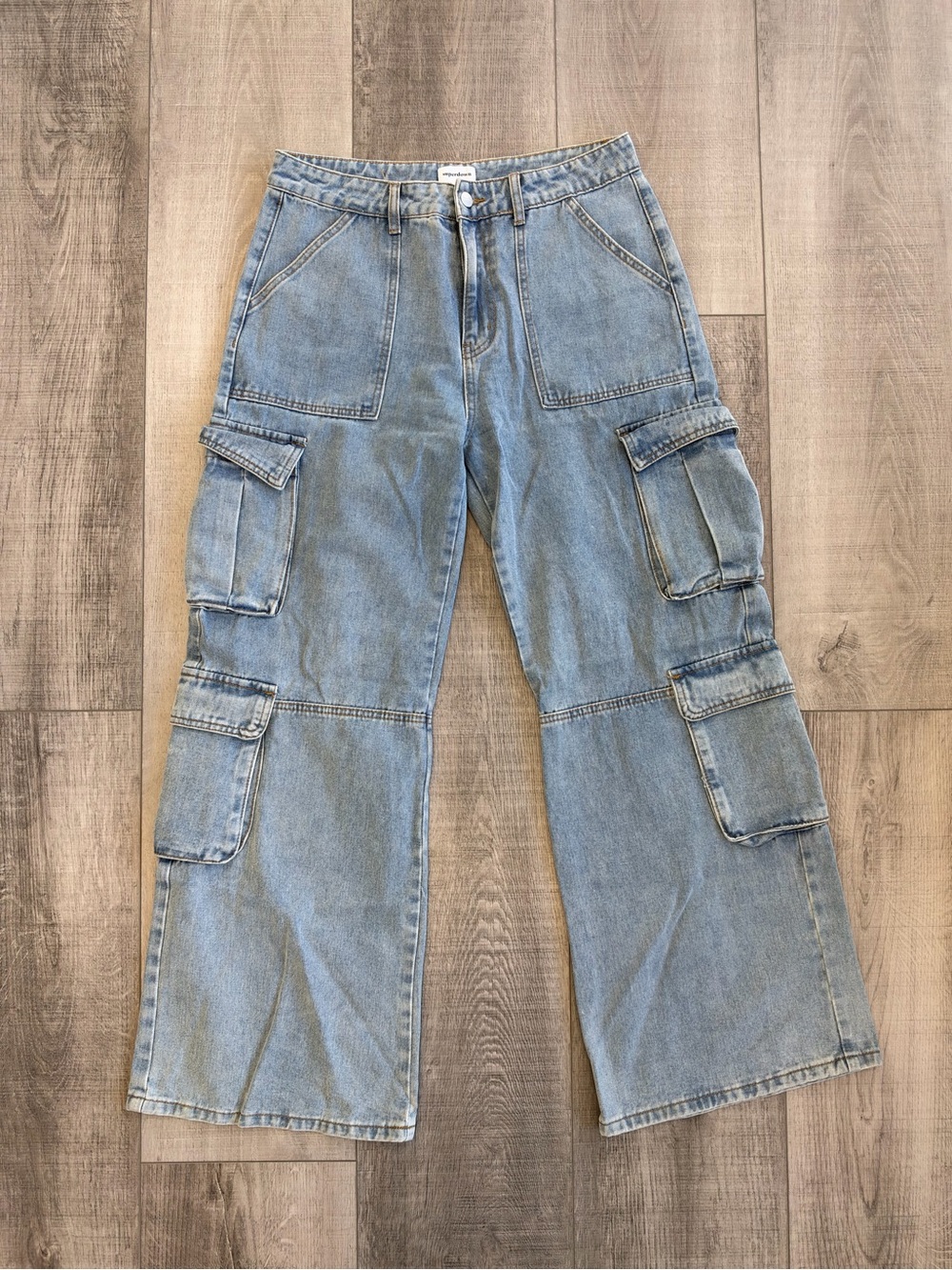 superdown Light Blue Wide Leg Cargo Jeans
